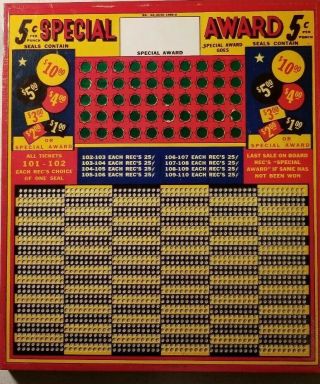 Salesboards Of Distinction 5 C Special Award Punch Board Game Casino