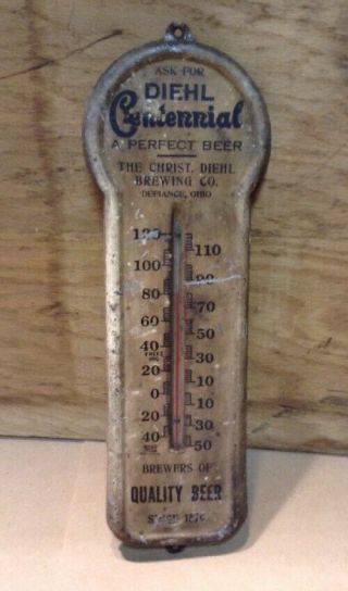 Diehl Centennial Perfect Beer Thermometer 1930s Defiance Defiance Ohio Inv - P2222