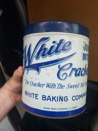 Early White Junior Crackers Tin 1930 