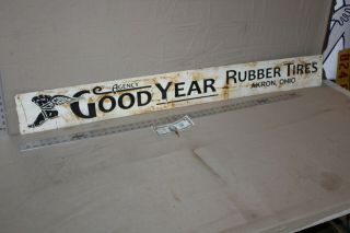 Rare Vintage 54 " Good Year Rubber Tires Akron Ohio Painted Metal Sign Agency