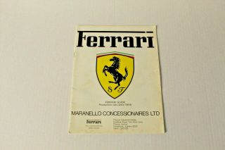 Ferrari Guide Maranello Conessionaires Ltd 1959 - 1976 Brochure Ad,  250 365 400 5