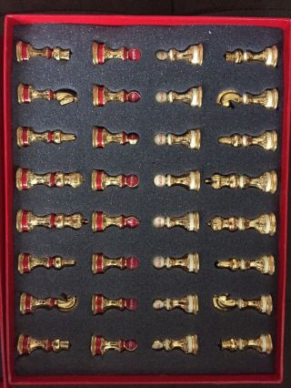 1996 FRANKLIN COCA COLA COKE STAINED GLASS CHESS SET 24K GOLD PLATED 11