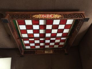 1996 FRANKLIN COCA COLA COKE STAINED GLASS CHESS SET 24K GOLD PLATED 7