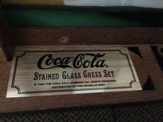 1996 FRANKLIN COCA COLA COKE STAINED GLASS CHESS SET 24K GOLD PLATED 8