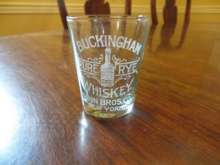 Etched Pre Pro Shot Glass Buckingham Pure Rye Whiskey Sohn Bros York Picture