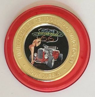 June 2019 Four Queens Route 66 Red Cap Silver Strike Token - " Mother Road "