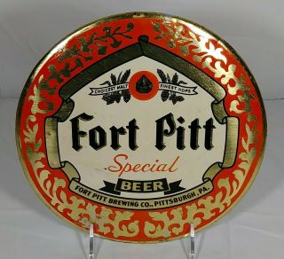 Old Fort Pitt Special Beer Tin Over Cardboard Toc 9 " Button Sign Pittsburgh Pa