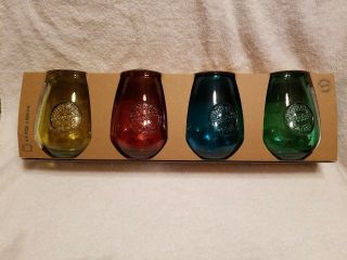 San Miguel 100 Recycled Glass Goblet Wine 650cc Assorted Colors Set Of 4