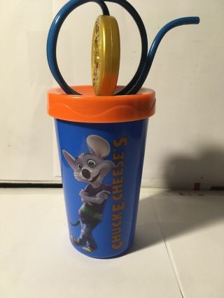 2012 chuck e cheese spinning token suvioneer straw plastic cup 2