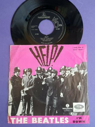 Near Rare Belgium Beatles 7 " Vinyl 45 1965 Help R5305 Gt Britain Emi Export