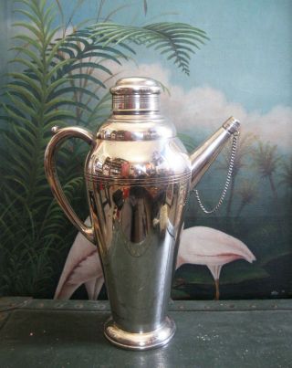 Vintage 12 " Crusader Silver Plated Martini Cocktail Shaker,  With Ice Breaker