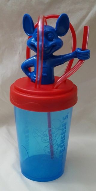 2014 Chuck E Cheese ' s Souvenir Plastic Tumbler Plastic Cup,  Lid & Crazy Straw 2