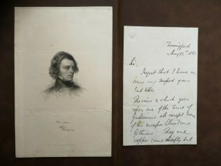 Alfred,  Lord Tennyson - Poet Laureate - Interesting Autograph Letter - 1863