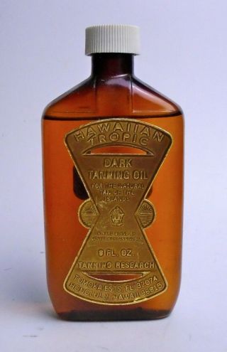 Rare Vintage Hawaiian Tropic Bottle Dark Tanning Oil Almostfull 8 Fl Oz