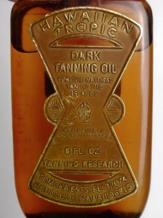 RARE Vintage Hawaiian Tropic Bottle Dark Tanning Oil AlmostFull 8 FL OZ 4