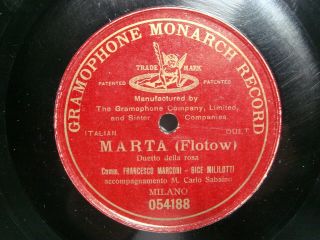 12 " Francesco Marconi/mililotti Opera 78rpm Red Pre - Dog 054188 Marta - Dueto