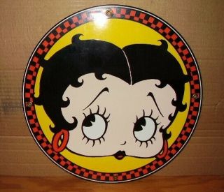 Betty Boop Porcelain Enamel Sign 1990 Kitchen Sink 12 " Gorgeous
