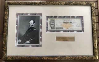 William Tecumseh Sherman Signed Check Framed Autograph Inkwell Gallery