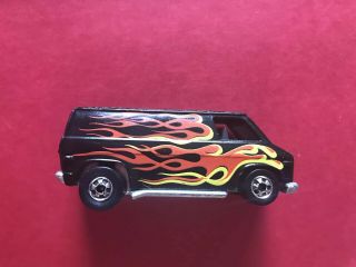Vintage 1974 Hot Wheels Van Black With Flames Hong Kong Die Cast Vgc