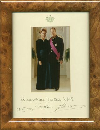 Albert Ii And Paola - King And Queen Of Belgium - Rare Signed Photo,  Frame