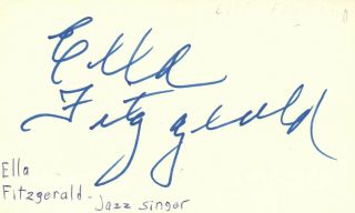Ella Fitzgerald Jazz Singer Music Autographed Signed Index Card Jsa