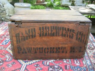 Rare Antique 1917 Hand Brewing Co Pawtucket Ri Beer Wood Crate Case Pre Prohibi