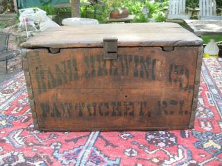 RARE ANTIQUE 1917 HAND BREWING CO PAWTUCKET RI BEER WOOD CRATE CASE PRE PROHIBI 2