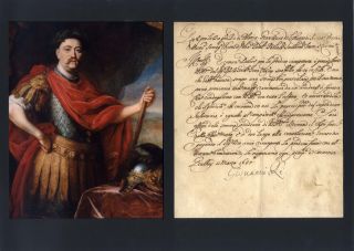 King Of Poland John Iii Sobieski Autograph,  Letter Signed & Mounted