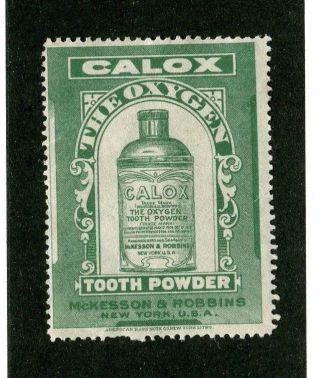 Vintage Poster Stamp Label Calox Oxygen Tooth Powder Paste Mckesson & Robbins