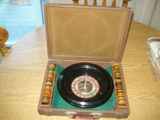 Vintage Metro Games Portable Roulette Wheel With Chips,  And More.
