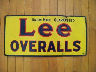 Pre 1960 Lee Overalls Denim Jeans Metal Advertising Sign