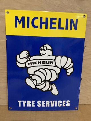 Michelin Tyre Tires Service Porcelain Gasoline Oil Advertising Sign