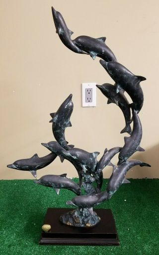 Bronze School Of Dolphins Fish Sculpture Statue Spi San Pacific Internantional