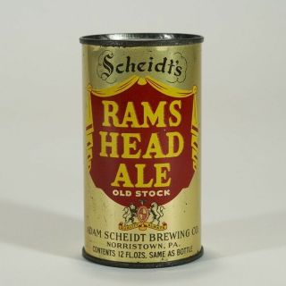 Rams Head Old Stock Ale Instructional Flat Top Can Adam Scheidt Norristown - Top -