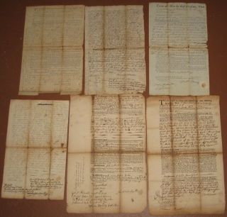 1730s,  Maine Documents,  Six Land Sales,  Numerous Signatures,  Men Of Fame Signed