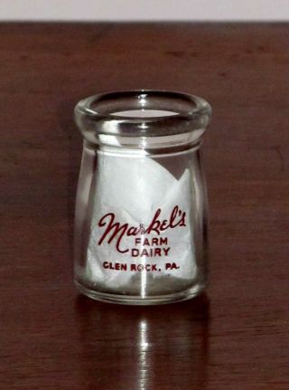 Great Markel’s Farm Dairy Glen Rock Pa Small Individual Clear Glass Creamer Ex,
