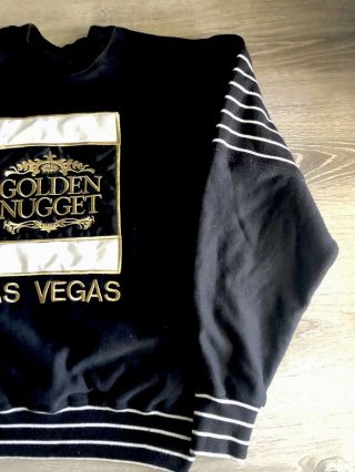 Vtg Las Vegas Satin Logo Gold Stitching Sweater SzM Casino Golden Nugget Mirage 2
