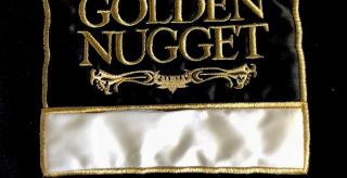 Vtg Las Vegas Satin Logo Gold Stitching Sweater SzM Casino Golden Nugget Mirage 6