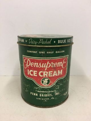 Vintage Pensupreme Ice Cream Container Penn Dairies Lancaster PA Half Gallon 3