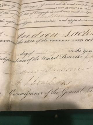 Signed President Andrew Jackson Land Grant Rare 5/13/1833 Document 7th Us Pres 4
