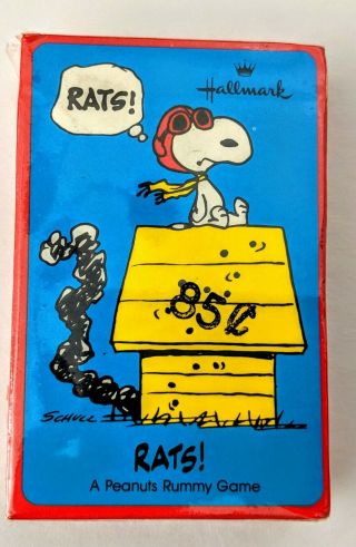 1960s Hallmark Peanuts Flying Ace Snoopy Card Game Rats Nip