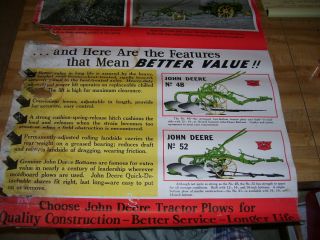 Antique 1930 ' s John Deere Tractor Plows Dealer Promotional Poster Sign RARE 2
