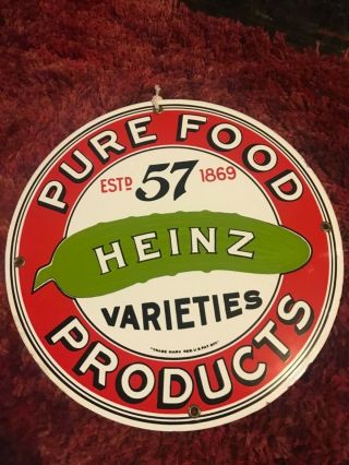 Vintage Heinz 57 Ande Rooney Porcelain Sign Pure Food Pickles Enamel Diner Rare