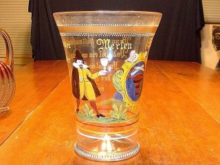 Antique 19thc German Enamel Decorated Flip Vase