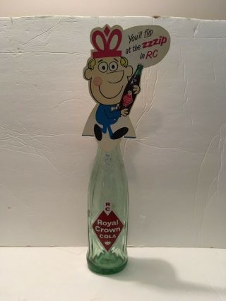 Royal Crown Cola Soda Pop Bottle With Advertising Bottle Topper Circa.  1960