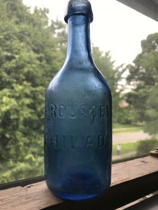 E.  ROUSSEL PHILADA cobalt,  pontiled,  mineral water soda from Philadelphia,  Pa 2