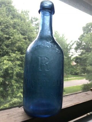 E.  ROUSSEL PHILADA cobalt,  pontiled,  mineral water soda from Philadelphia,  Pa 3