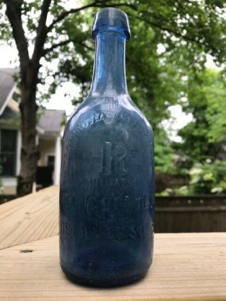 E.  ROUSSEL PHILADA cobalt,  pontiled,  mineral water soda from Philadelphia,  Pa 4