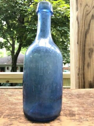 E.  ROUSSEL PHILADA cobalt,  pontiled,  mineral water soda from Philadelphia,  Pa 6