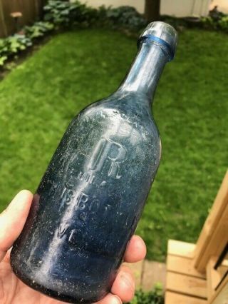 E.  ROUSSEL PHILADA cobalt,  pontiled,  mineral water soda from Philadelphia,  Pa 7